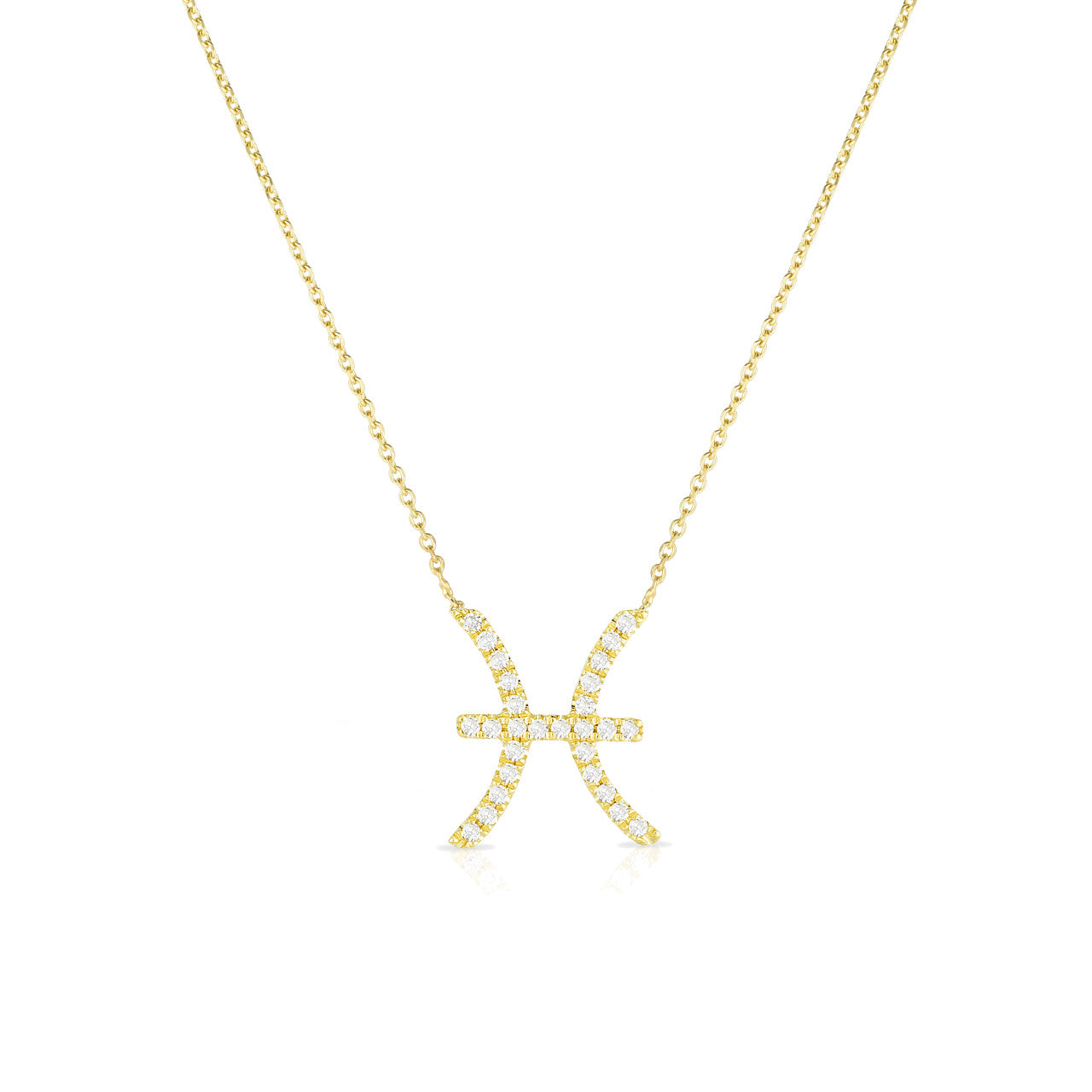 Diamond Pisces Zodiac Sign Necklace, 14k yellow gold - URBAETIS Fine Jewelry