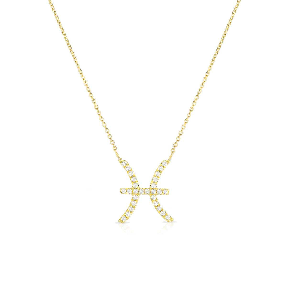Diamond Pisces Zodiac Sign Necklace, 14k yellow gold - URBAETIS Fine Jewelry