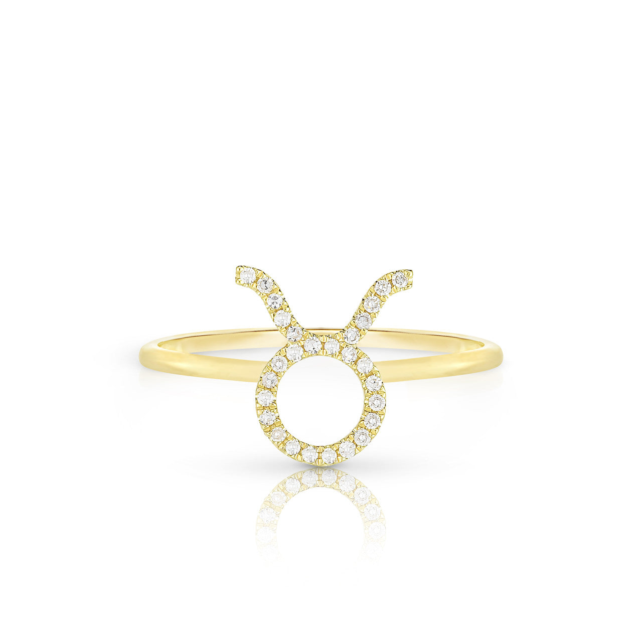Diamond Taurus Zodiac Sign Ring, 14k yellow gold - URBAETIS Fine Jewelry