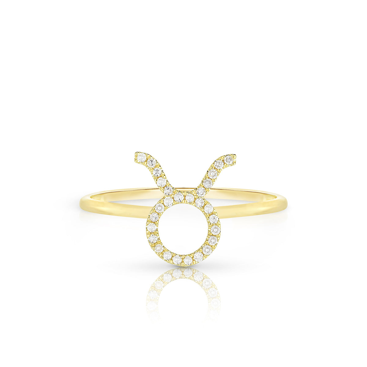 Diamond Taurus Zodiac Sign Ring, 14k yellow gold - URBAETIS Fine Jewelry