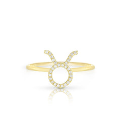 Diamond Taurus Zodiac Sign Ring, 14k yellow gold - URBAETIS Fine Jewelry