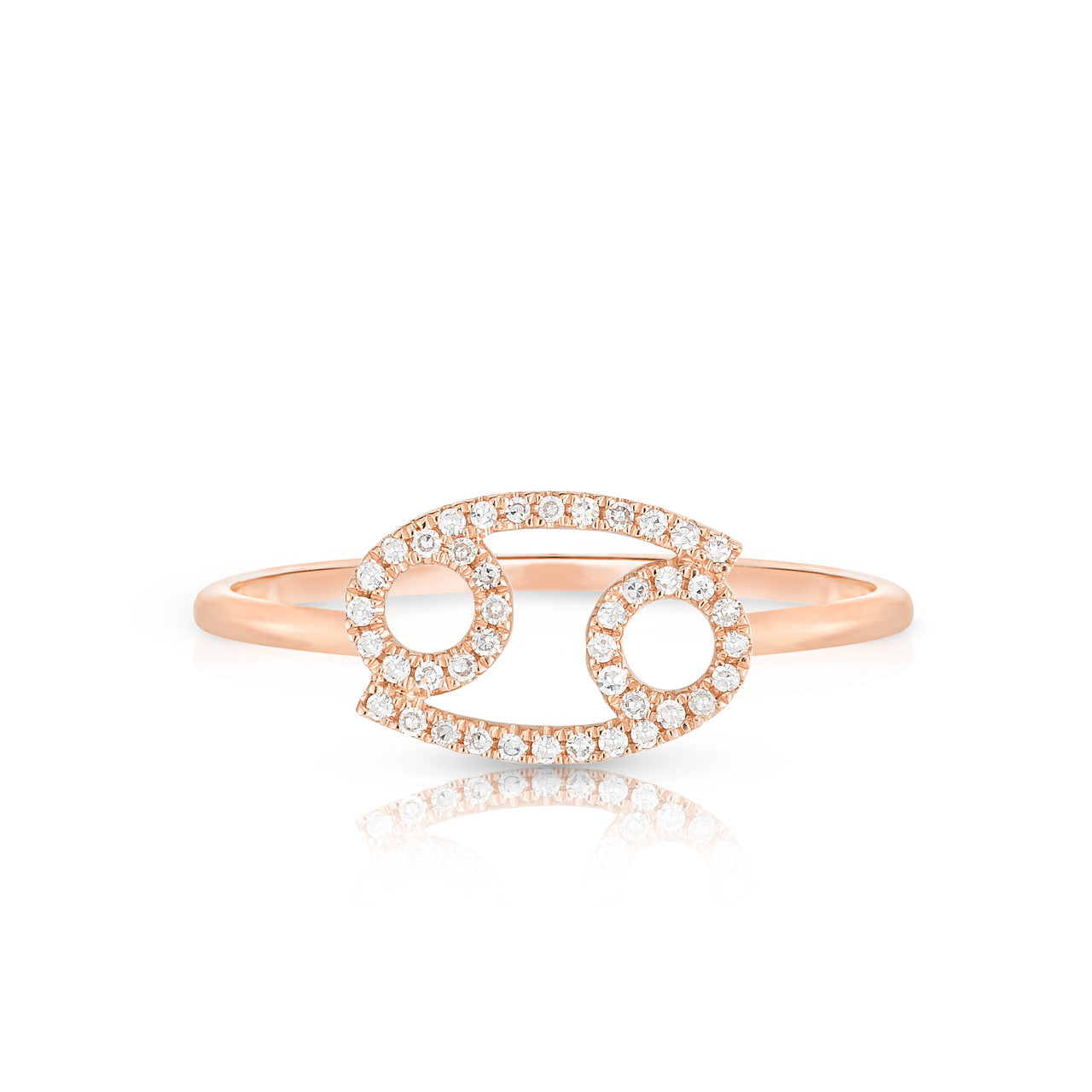 Diamond Cancer Zodiac Sign Ring, 14k rose gold - URBAETIS Fine Jewelry