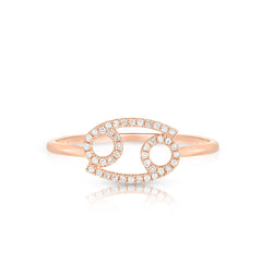 Diamond Cancer Zodiac Sign Ring, 14k rose gold - URBAETIS Fine Jewelry
