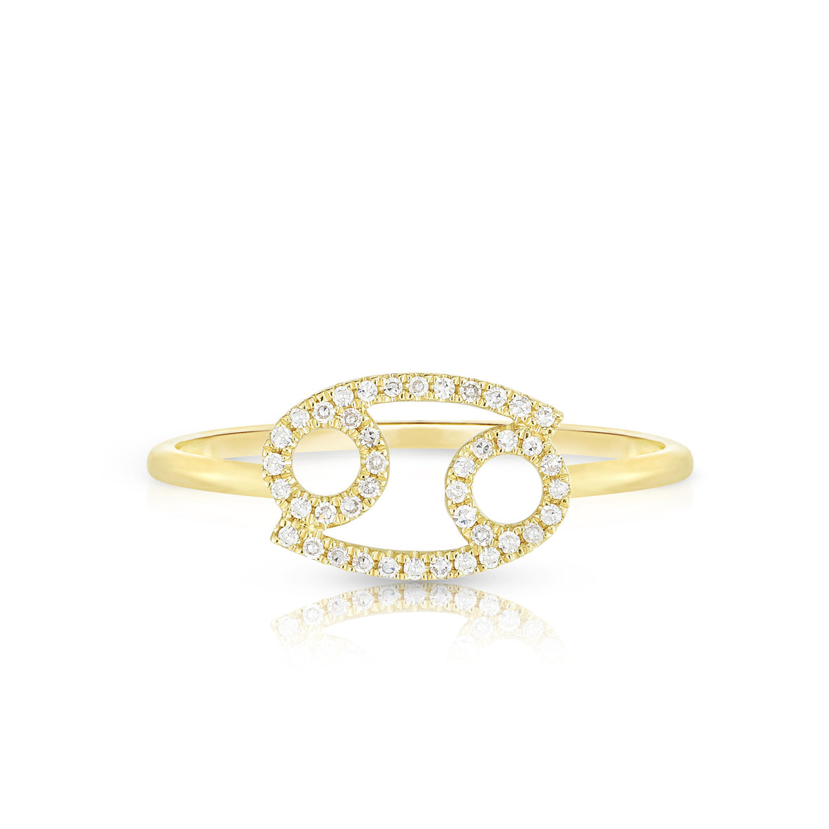 Diamond Cancer Zodiac Sign Ring, 14k yellow gold - URBAETIS Fine Jewelry