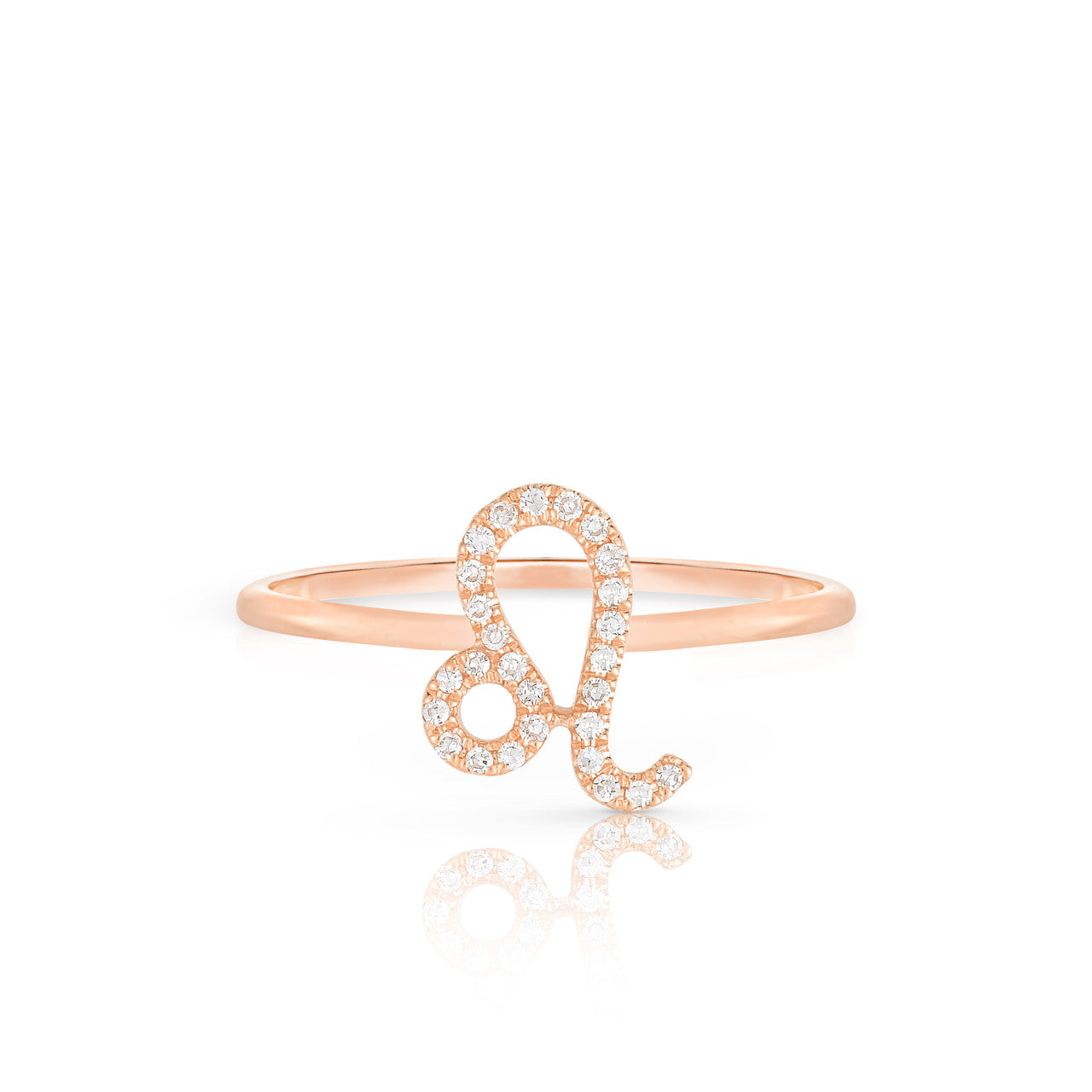 Diamond Leo Zodiac Sign Ring, 14k rose gold - URBAETIS Fine Jewelry