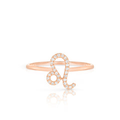 Diamond Leo Zodiac Sign Ring, 14k rose gold - URBAETIS Fine Jewelry