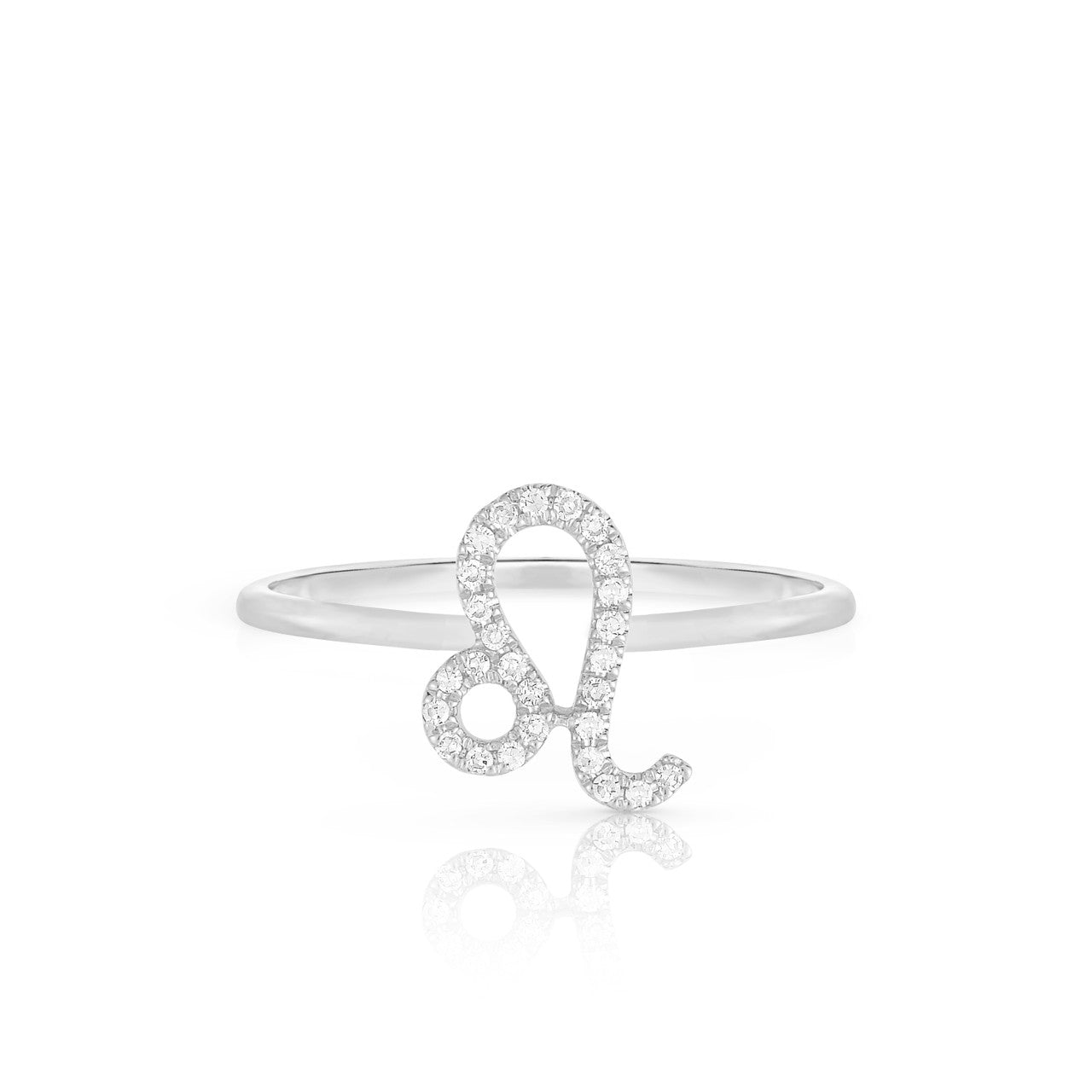 Diamond Leo Zodiac Sign Ring, 14k white gold- URBAETIS Fine Jewelry