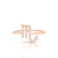 Diamond Scorpio Zodiac Sign Ring, 14k rose gold - URBAETIS Fine Jewelry