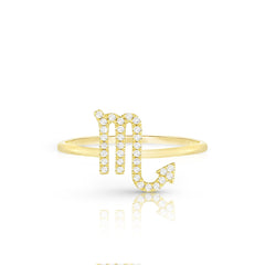 Diamond Scorpio Zodiac Sign Ring, 14k yellow gold - URBAETIS Fine Jewelry