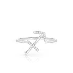 Diamond Sagittarius Zodiac Sign Ring, 14k white gold - URBAETIS Fine Jewelry