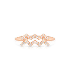 Diamond Aquarius Zodiac Sign Ring, 14k rose gold - URBAETIS Fine Jewelry