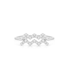 Diamond Aquarius Zodiac Sign Ring, 14k white gold - URBAETIS Fine Jewelry