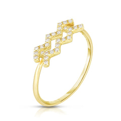 Diamond Aquarius Zodiac Sign Ring, 14k yellow gold, side view - URBAETIS Fine Jewelry