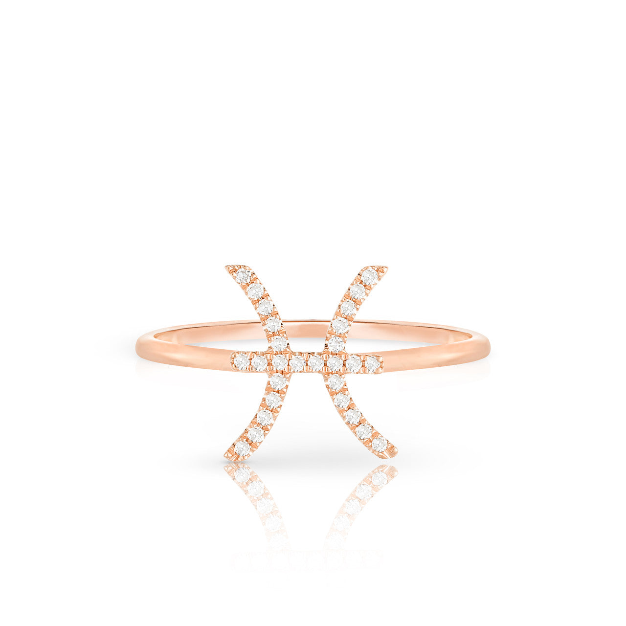 Diamond Pisces Zodiac Sign Ring, 14k rose gold - URBAETIS Fine Jewelry