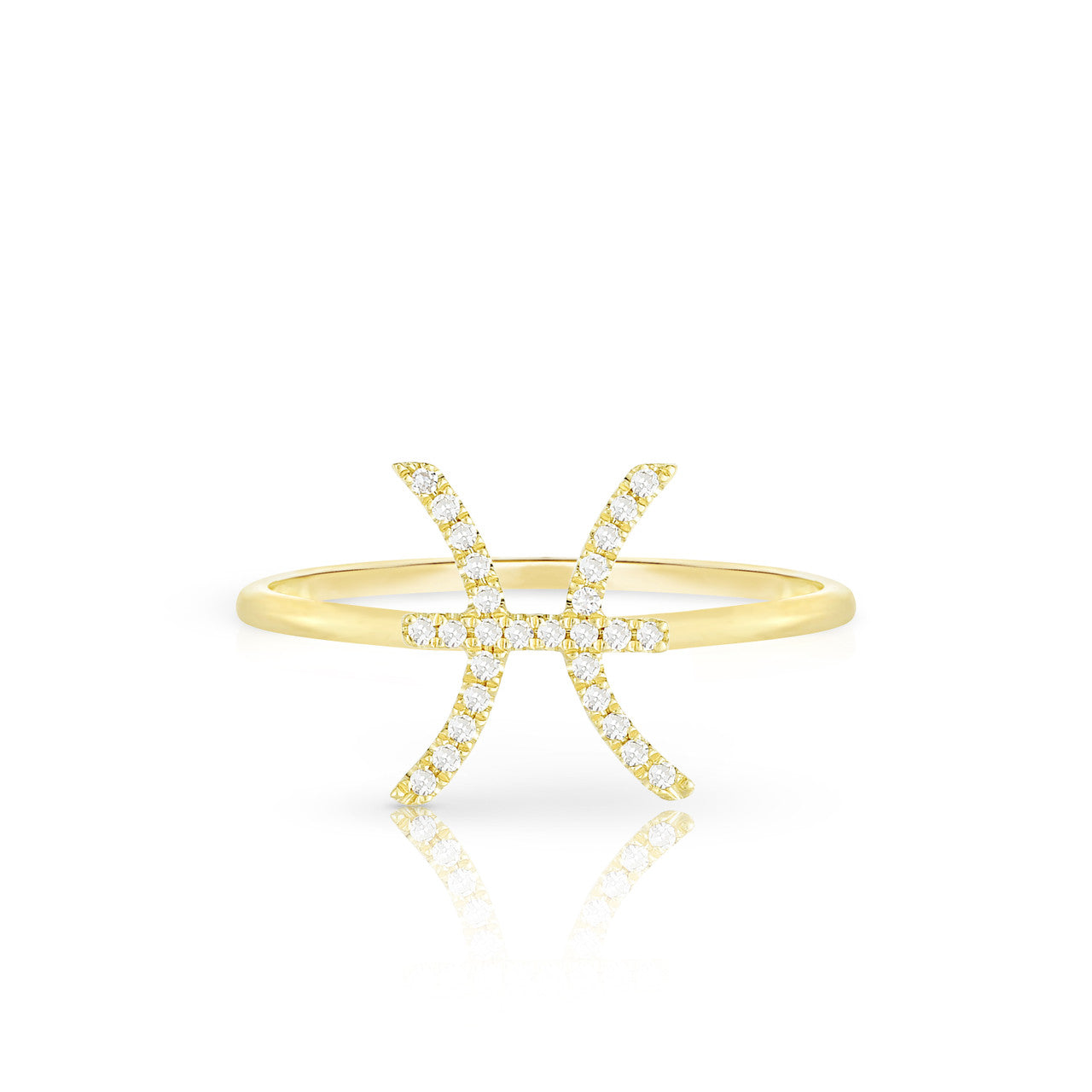 Diamond Pisces Zodiac Sign Ring, 14k yellow gold - URBAETIS Fine Jewelry