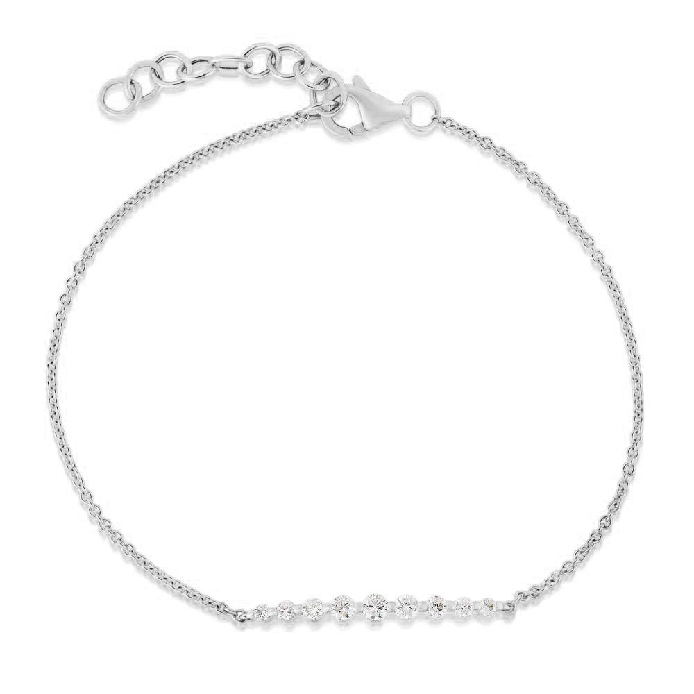 Graduated Diamond Single Prong Bracelet, 14k white gold- URBAETIS Fine Jewelry