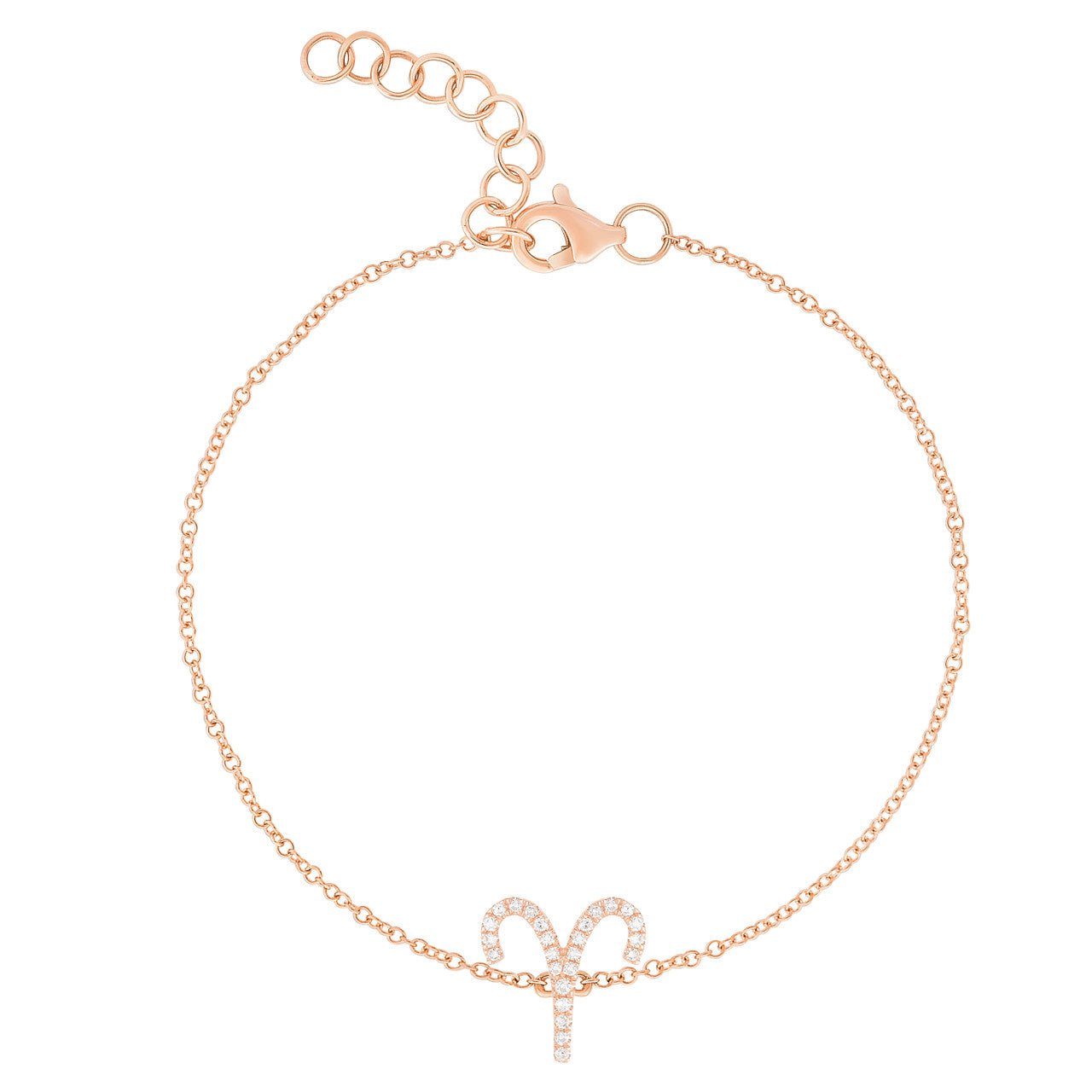 Diamond Aries Zodiac Sign Bracelet, 14k rose gold - URBAETIS Fine Jewelry