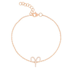 Diamond Aries Zodiac Sign Bracelet, 14k rose gold - URBAETIS Fine Jewelry