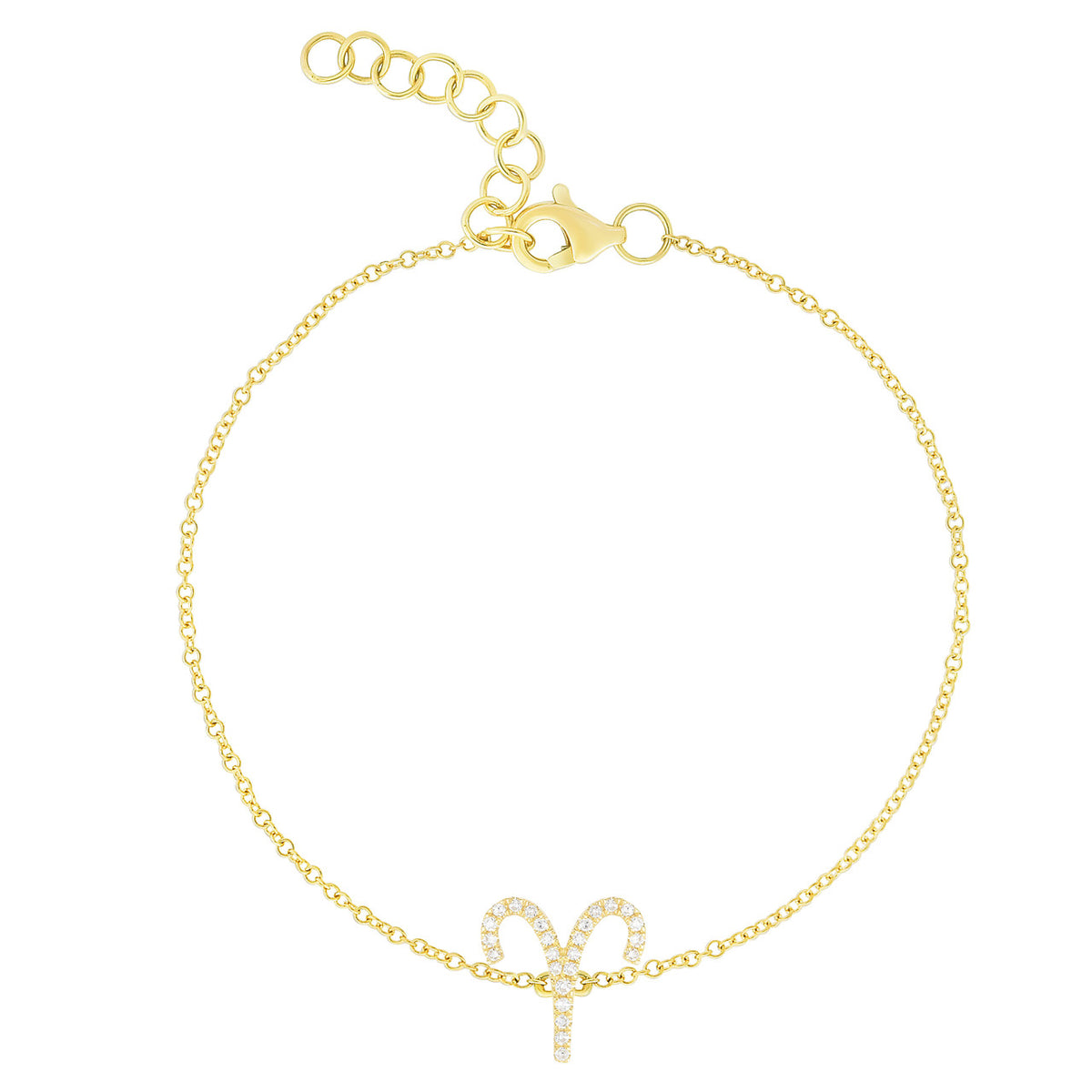 Diamond Aries Zodiac Sign Bracelet, 14k yellow gold - URBAETIS Fine Jewelry