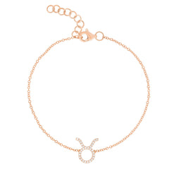 Diamond Taurus Zodiac Bracelet, 14k rose gold - URBAETIS Fine Jewelry