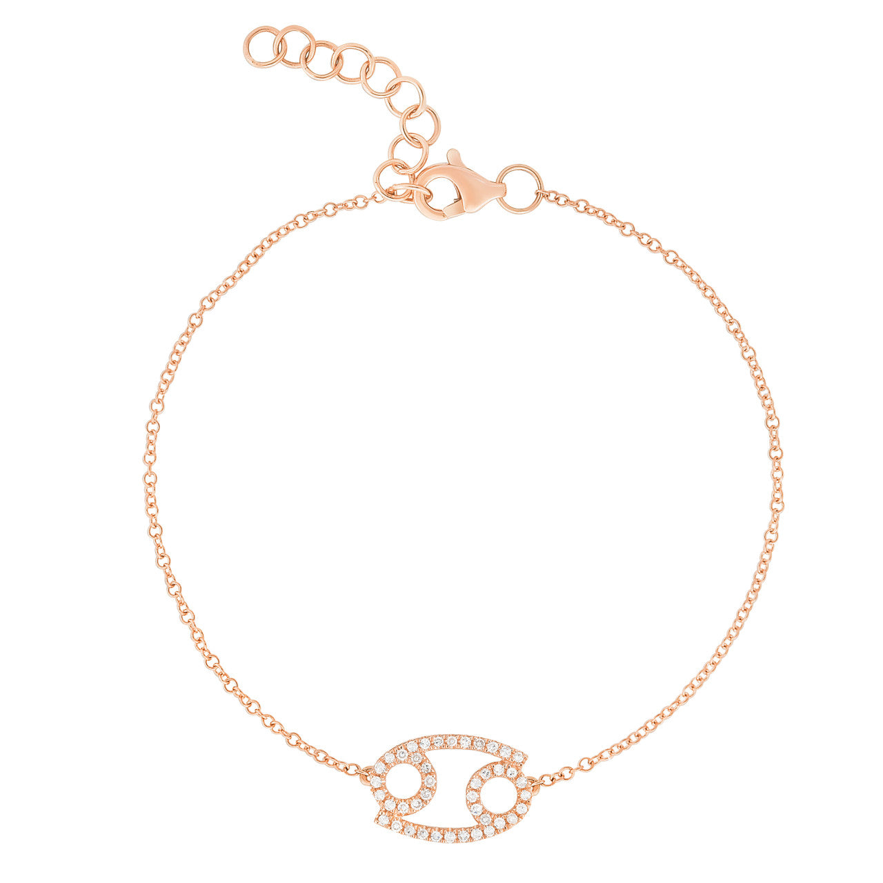 Diamond Cancer Zodiac Sign Bracelet, 14k rose gold - URBAETIS Fine Jewelry