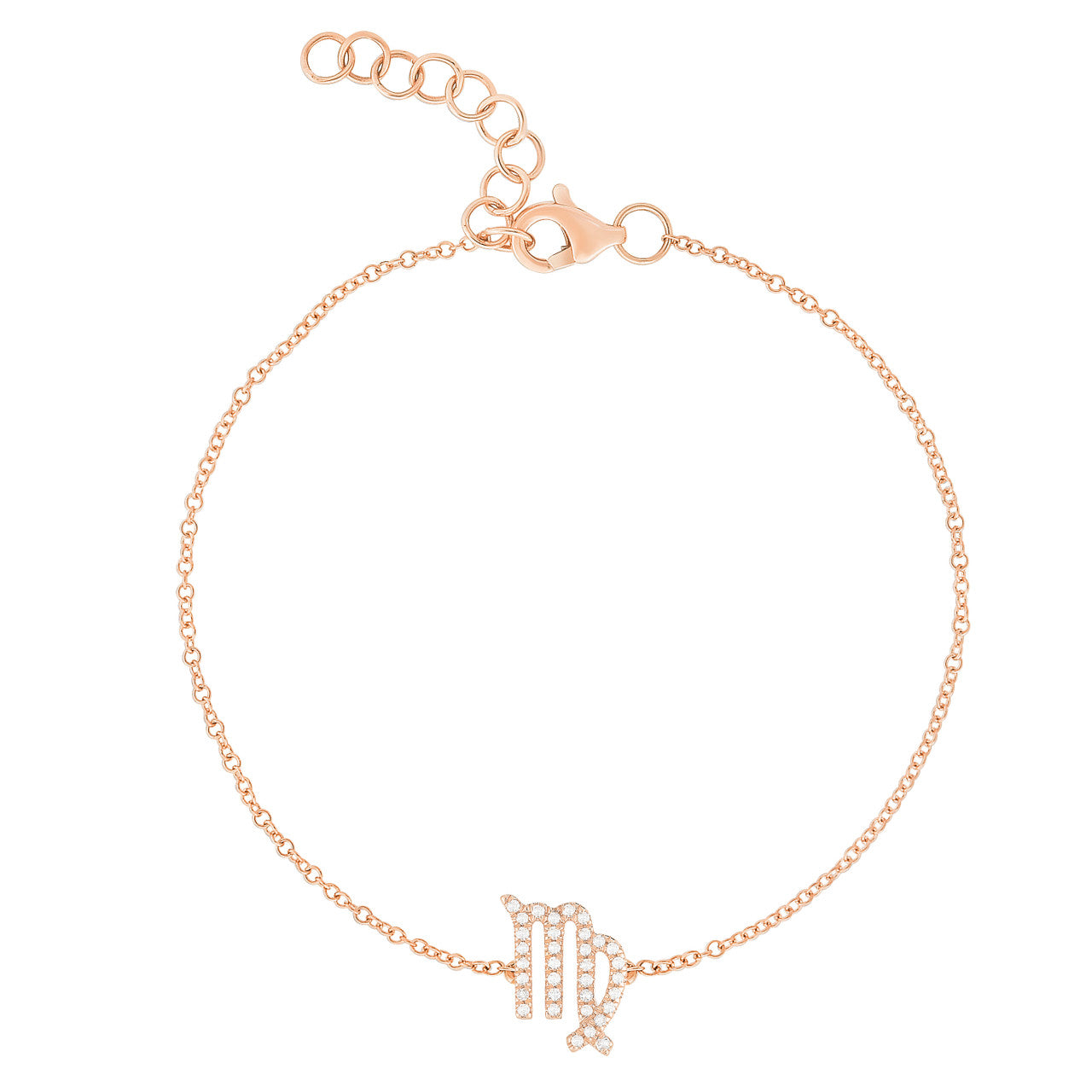 Diamond Virgo Zodiac Sign Bracelet, 14k rose gold - URBAETIS Fine Jewelry