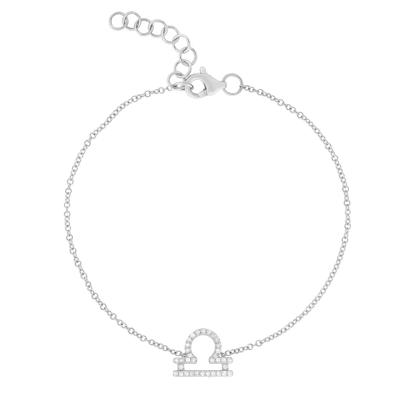 Diamond Libra Zodiac Sign Bracelet, 14k white gold - URBAETIS Fine Jewelry
