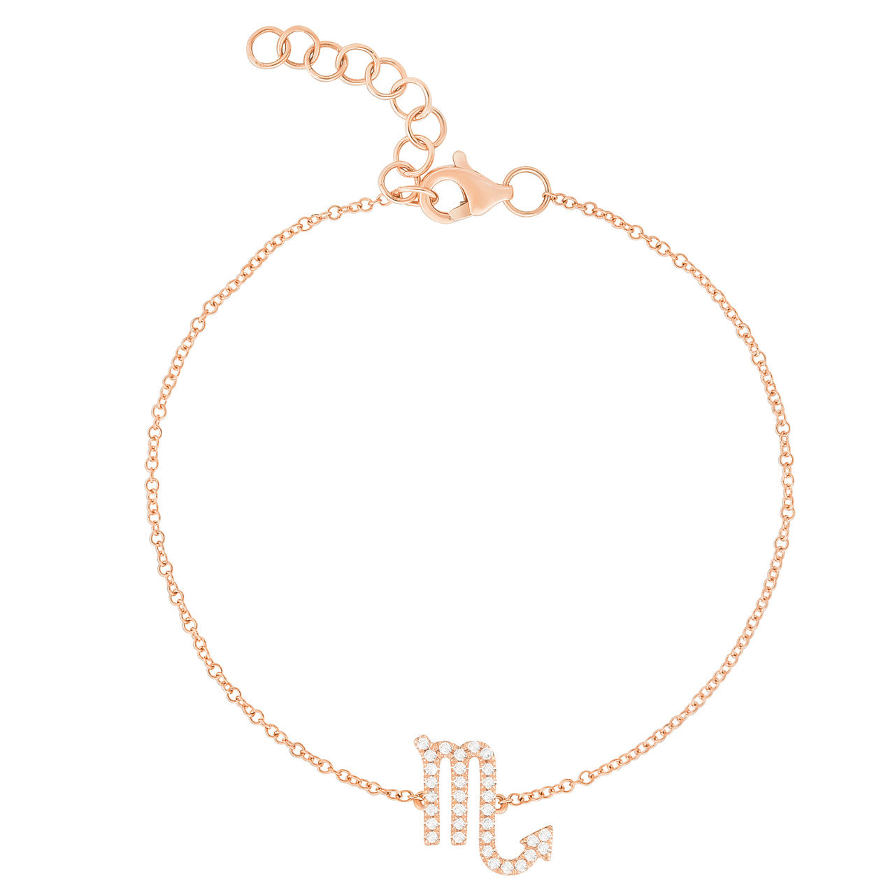 Diamond Scorpio Zodiac Sign Bracelet, 14k rose gold - URBAETIS Fine Jewelry
