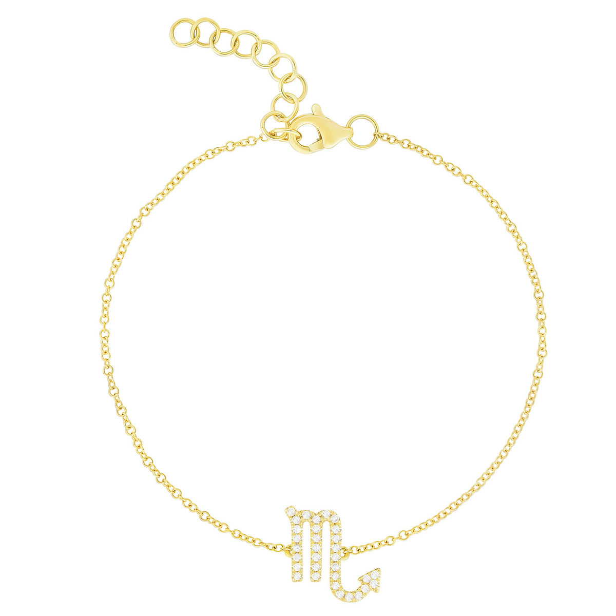 Diamond Scorpio Zodiac Sign Bracelet, 14k yellow gold - URBAETIS Fine Jewelry