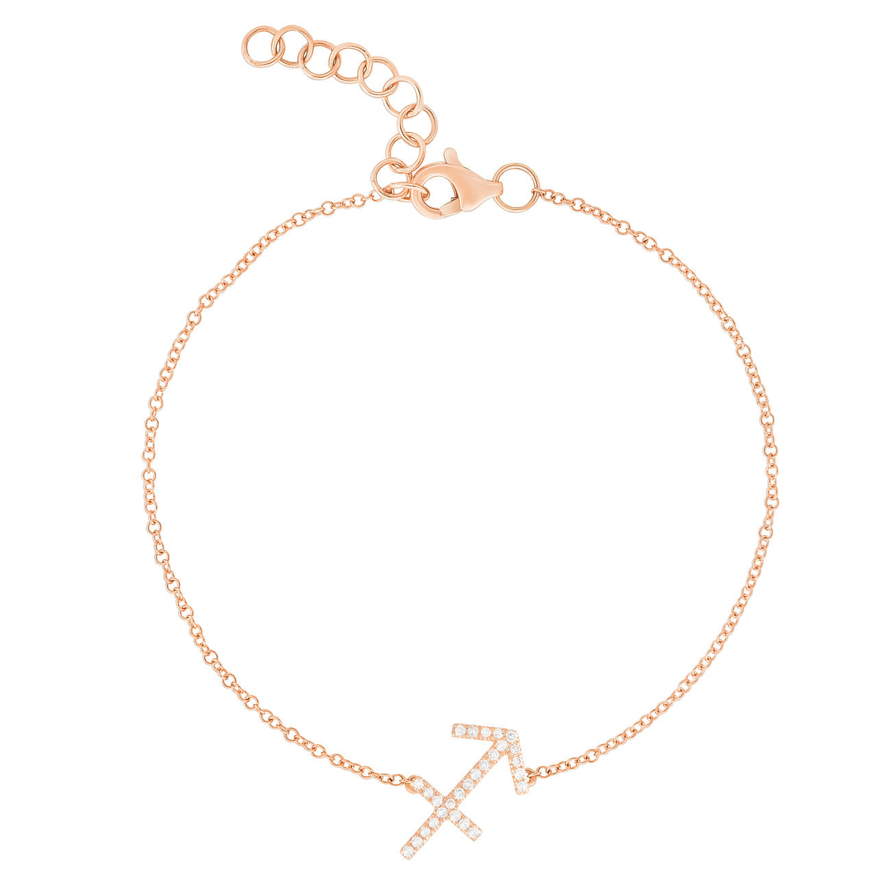 Diamond Sagittarius Zodiac Sign Bracelet, 14k rose gold - URBAETIS Fine Jewelry