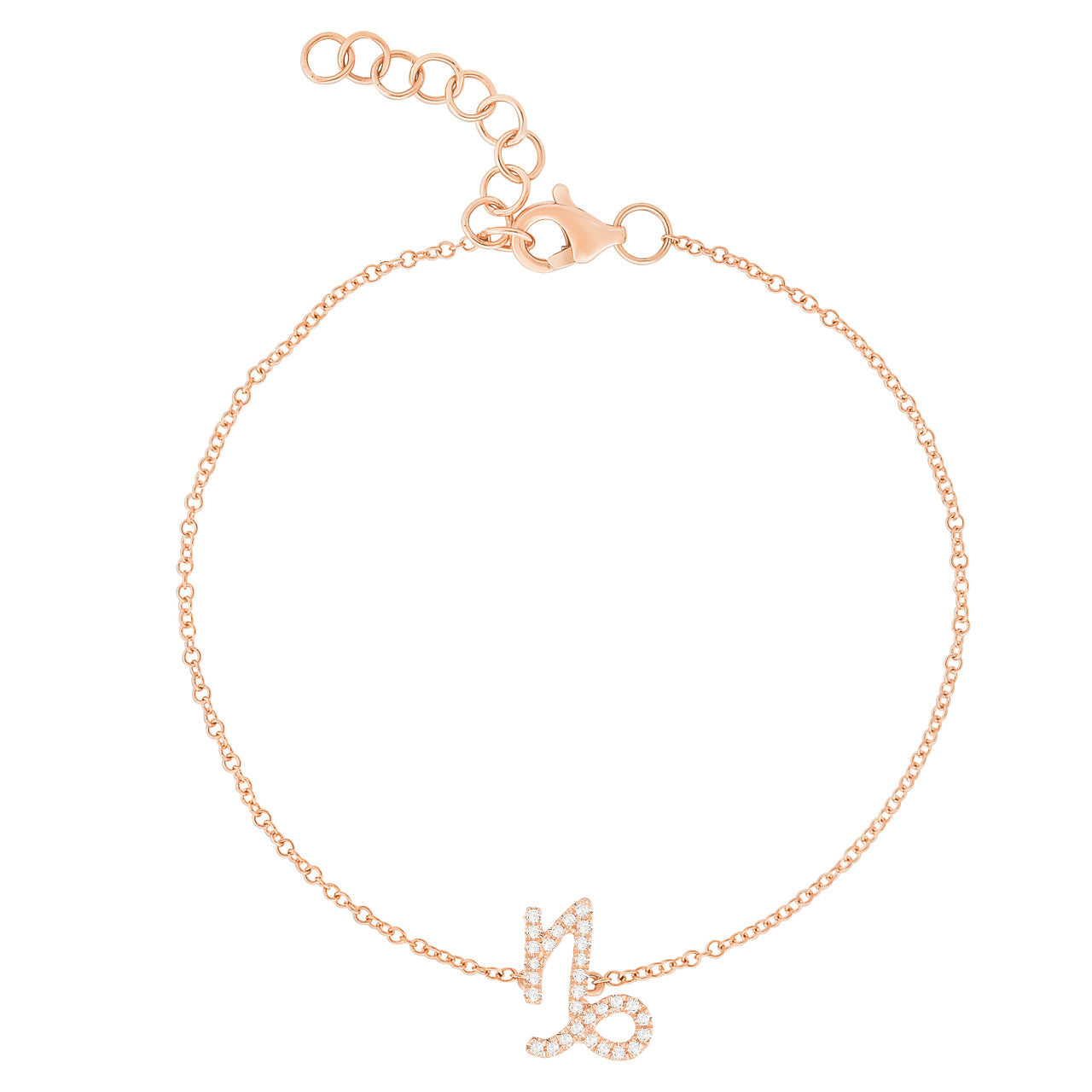 Diamond Capricorn Zodiac Sign Bracelet, 14k rose gold - URBAETIS Fine Jewelry