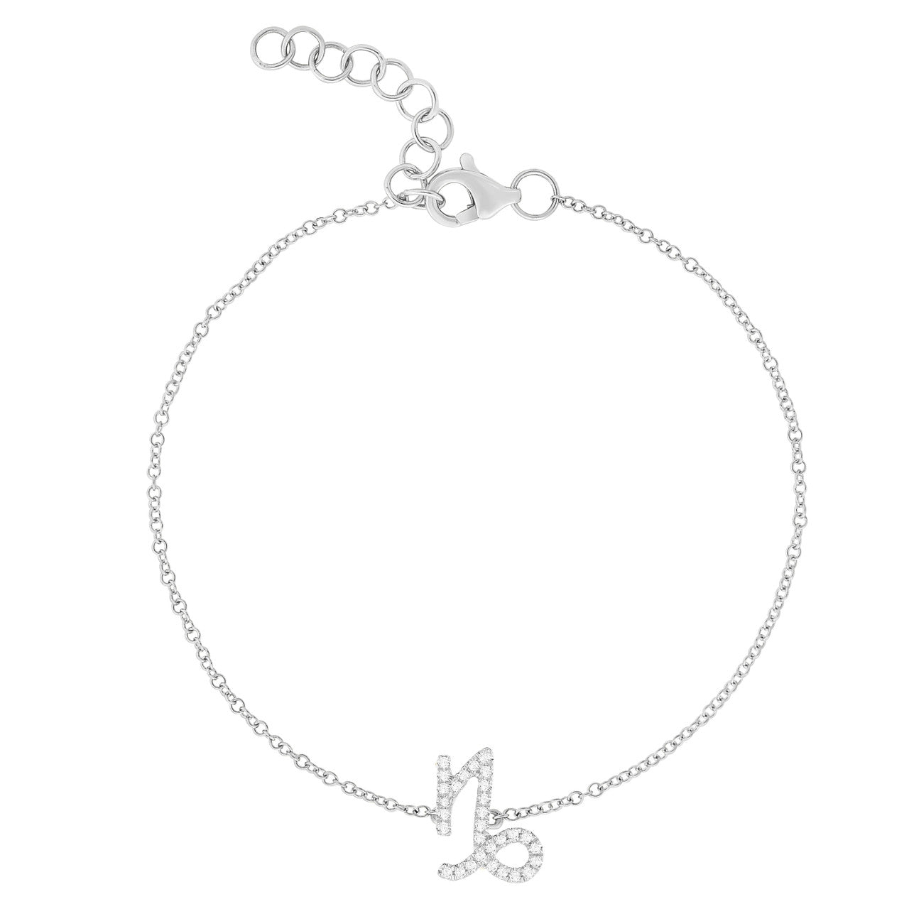 Diamond Capricorn Zodiac Sign Bracelet, 14k white gold - URBAETIS Fine Jewelry