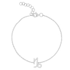 Diamond Capricorn Zodiac Sign Bracelet, 14k white gold - URBAETIS Fine Jewelry