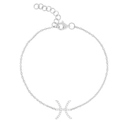 Diamond Pisces Zodiac Sign Bracelet, 14k white gold - URBAETIS Fine Jewelry