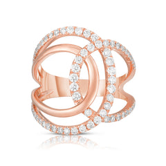 Diamond Open Crossover Ring, 14K Rose Gold- URBAETIS Fine Jewelry