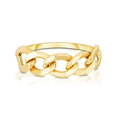 TriBeCa Curb Chain Ring, 14k yellow gold - Urbaetis Fine Jewelry