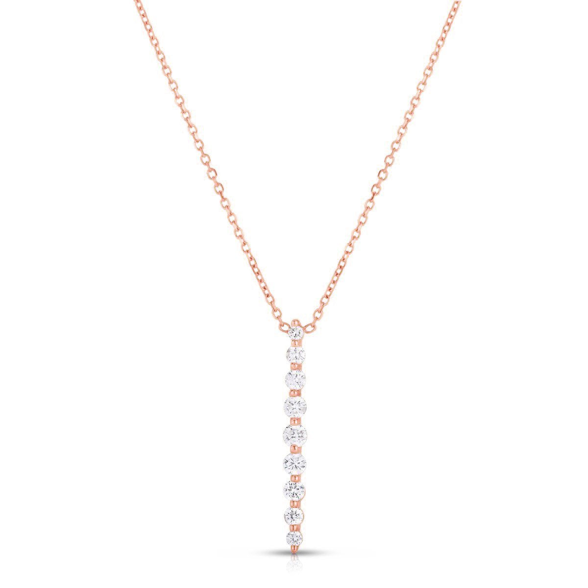 Graduated Single Prong Pendant in 14k Rose Gold - URBAETIS Fine Jewelry