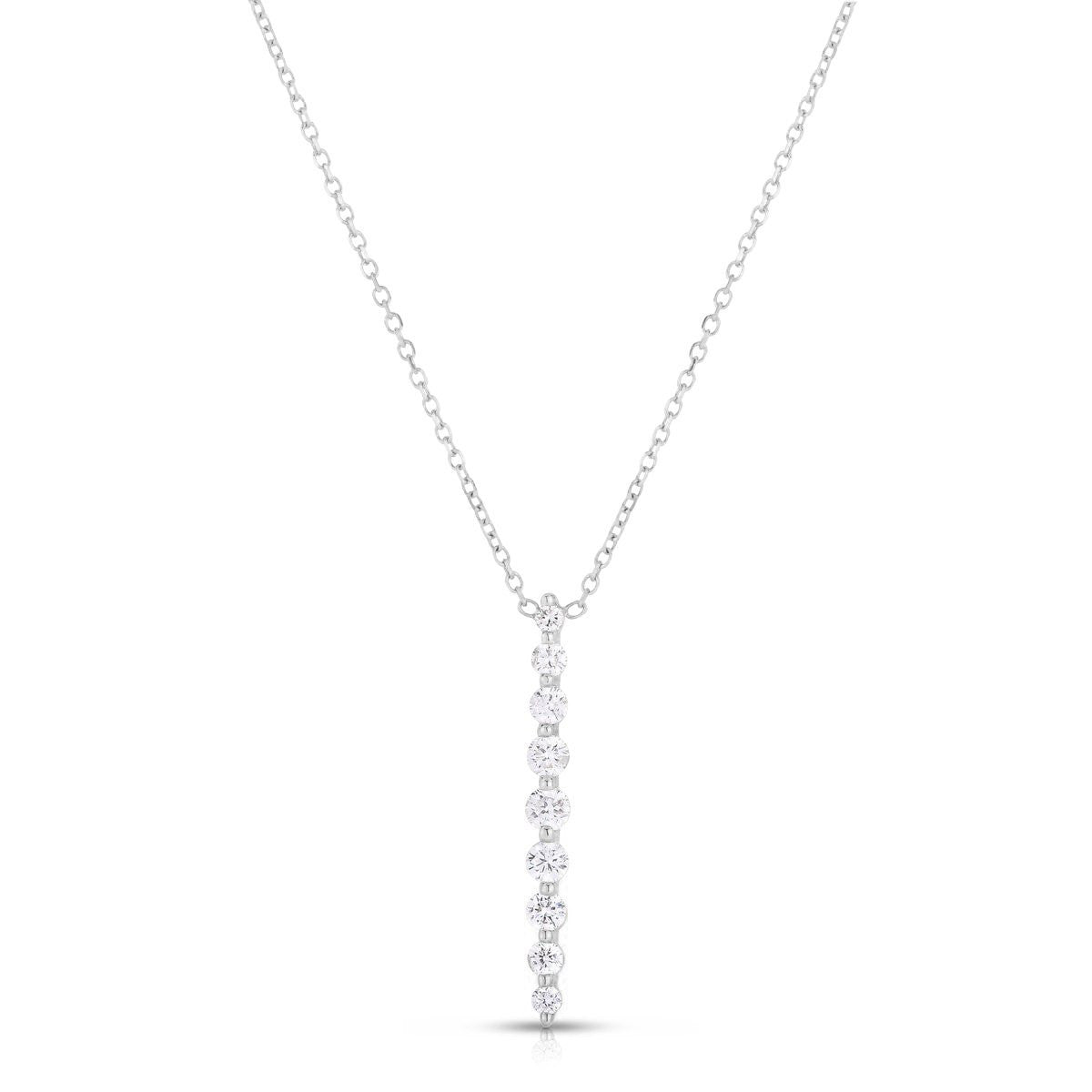 Graduated Single Prong Pendant in 14k White Gold - URBAETIS Fine Jewelry