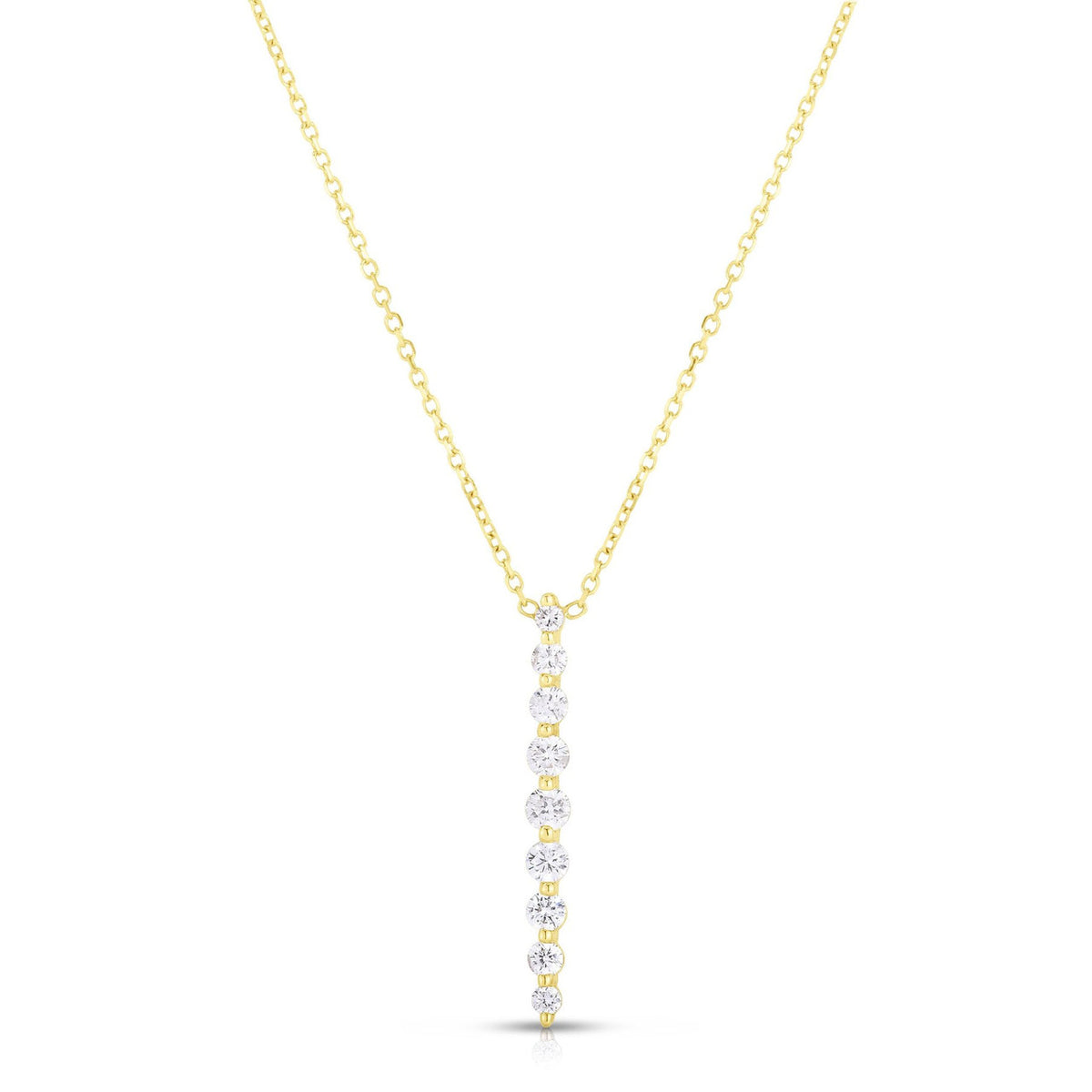 Graduated Single Prong Pendant in 14k Yellow Gold - URBAETIS Fine Jewelry