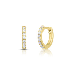 Small 9mm Pave Diamond Huggies, 14k yellow gold - URBAETIS Fine Jewelry