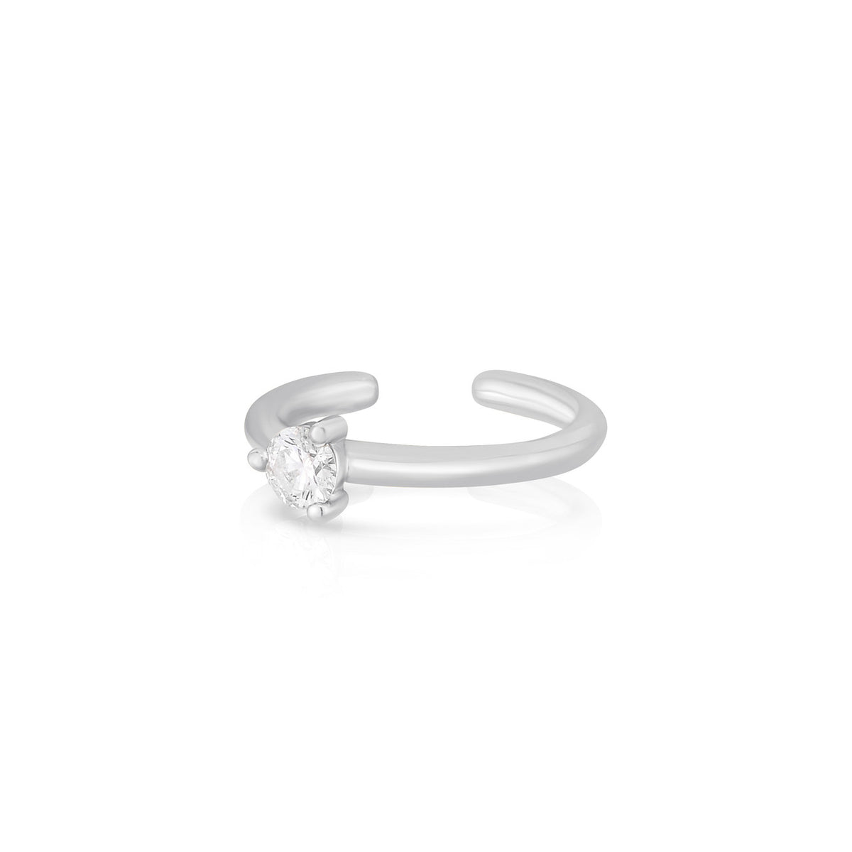 14k white gold single diamond ear cuff