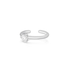 Single Diamond Ear Cuff in 14k white gold - URBAETIS Fine Jewelry
