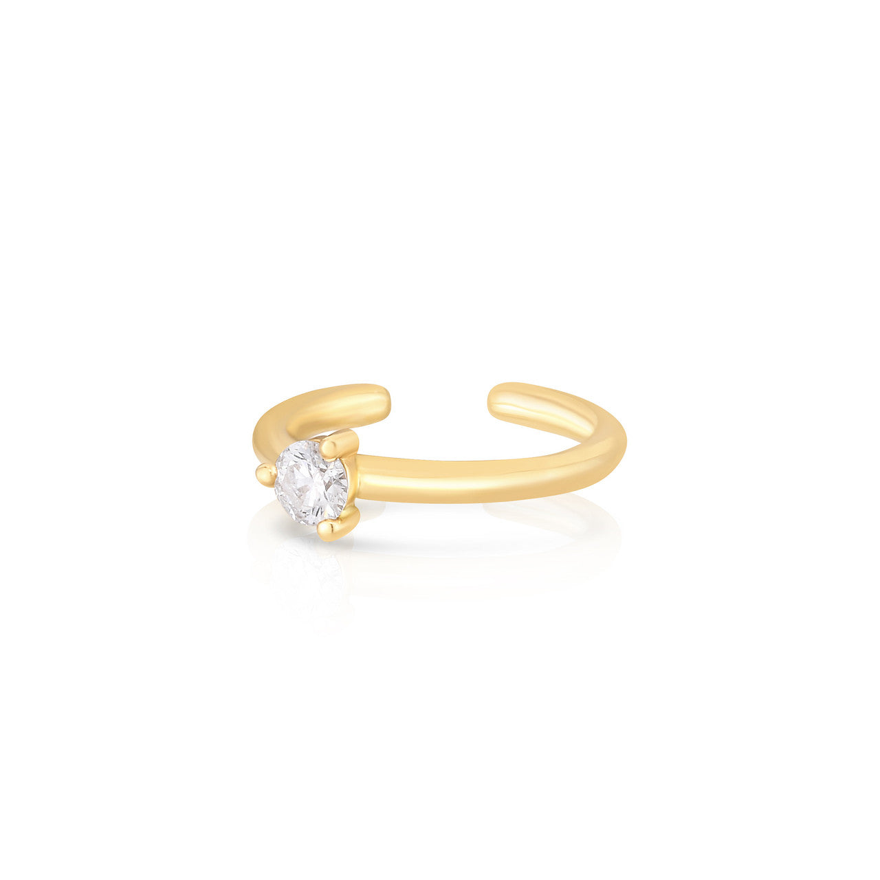 Single Diamond Ear Cuff in 14k yellow gold - URBAETIS Fine Jewelry
