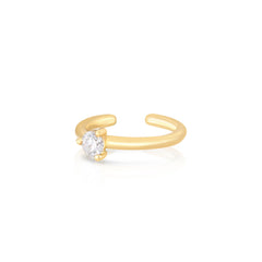 Single Diamond Ear Cuff in 14k yellow gold - URBAETIS Fine Jewelry