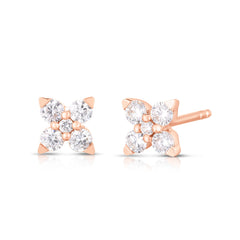 Kousa Diamond Flower Earrings, 14k rose gold - URBAETIS Fine Jewelry