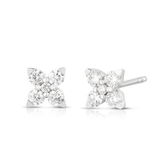 Kousa Diamond Flower Earrings, 14k white gold - URBAETIS Fine Jewelry