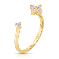 Open Flower Diamond Ring, 14k yellow gold - URBAETIS Fine Jewelry