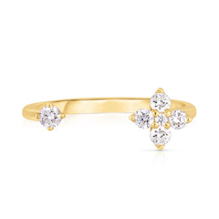 Open Flower Diamond Ring, 14k yellow gold - URBAETIS Fine Jewelry