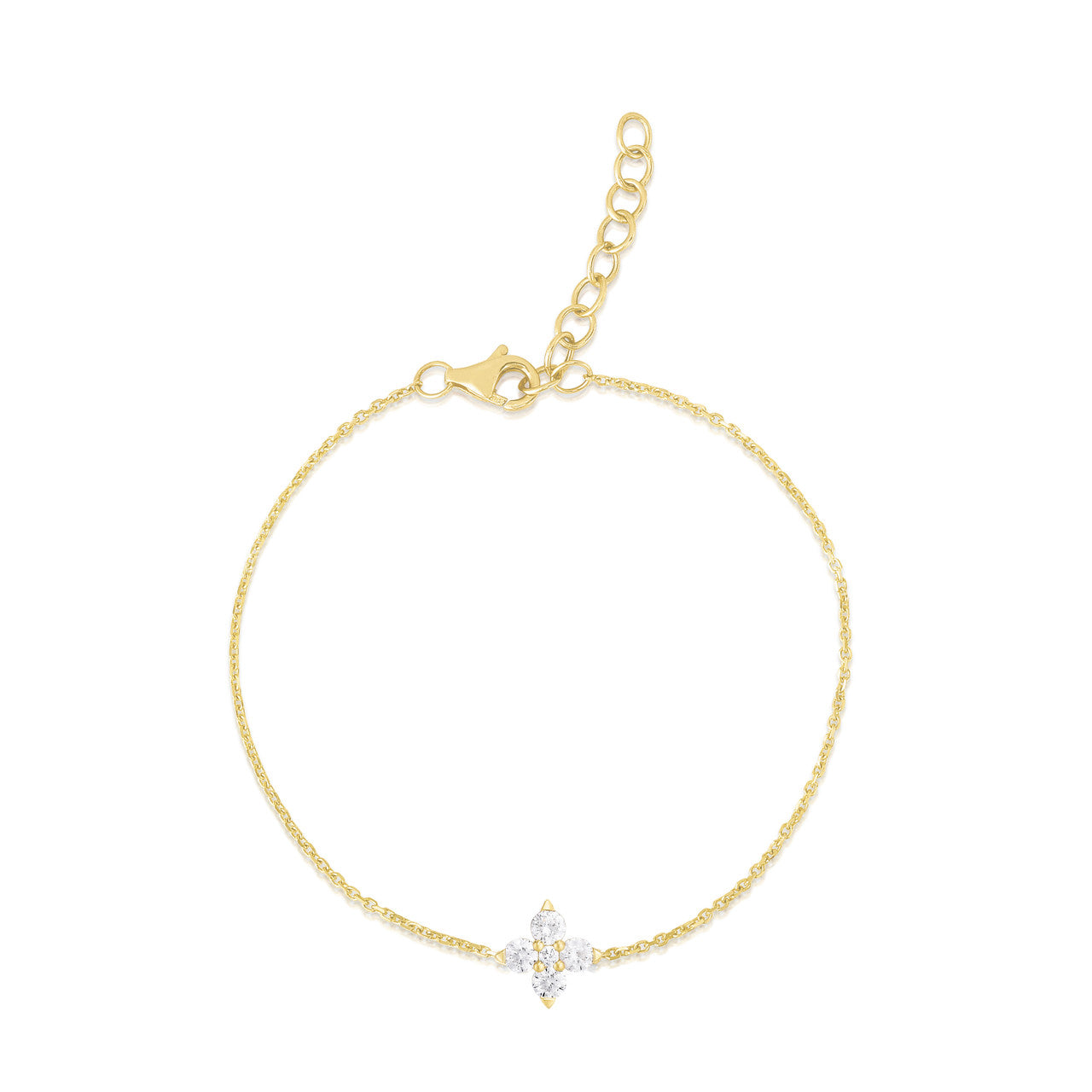 5 Diamond Flower Bracelet, 14k yellow gold - URBAETIS Fine Jewelry
