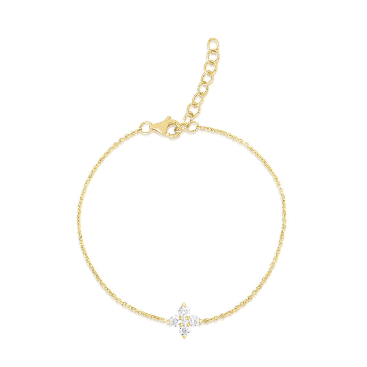 5 Diamond Flower Bracelet, 14k yellow gold - URBAETIS Fine Jewelry